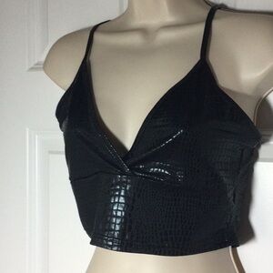 Faux Crocodile Embossed Wrap Crop Top